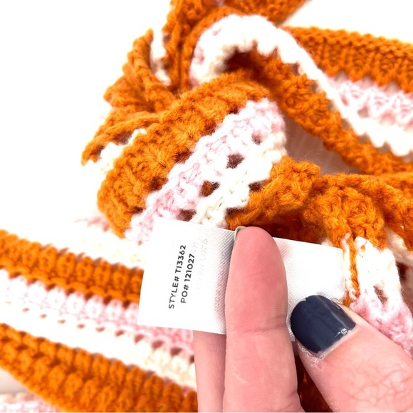 LULUS Groovy Vibes Cream Multi Knit Halter Cropped Sweater Crochet Tank Top - Picture 9 of 9